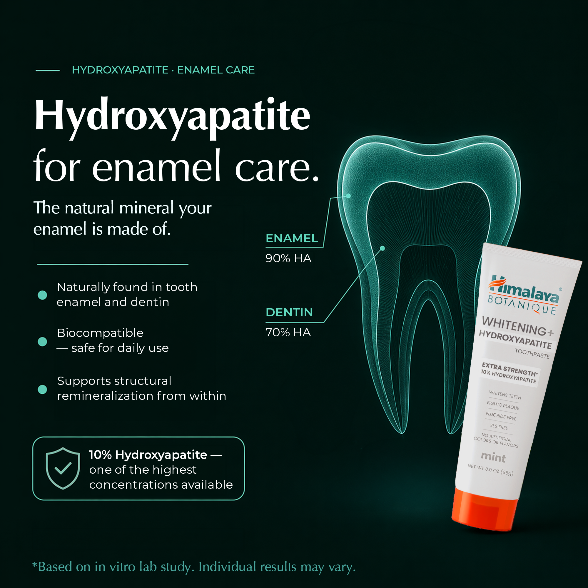 Himalaya Botanique Whitening+ Hydroxyapatite Toothpaste - Extra Strength Mint 85g-2