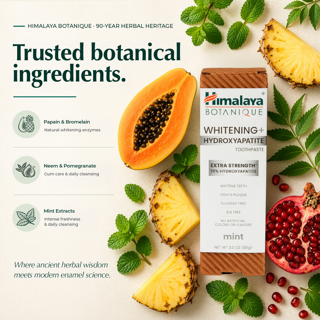 Himalaya Botanique Whitening+ Hydroxyapatite Toothpaste - Extra Strength Mint 85g-3